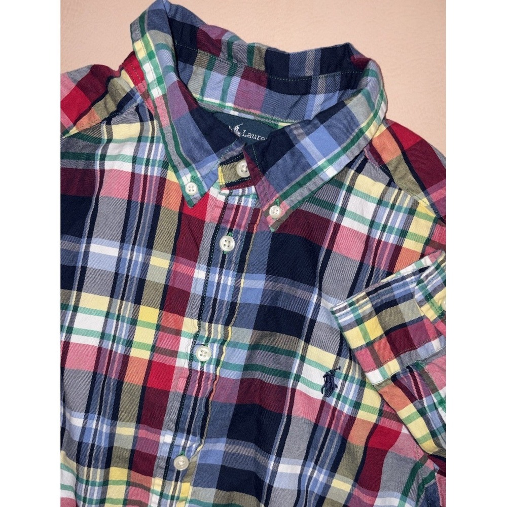 Polo Ralph Lauren Boy's Plaid Flannel Button Down 14-16 Large Lightweight